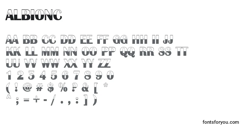 Czcionka AlbionC – alfabet, cyfry, specjalne znaki
