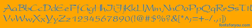 PresentscriptNormal-fontti – siniset fontit oranssilla taustalla