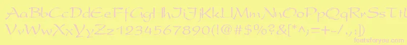 フォントPresentscriptNormal – ピンクのフォント、黄色の背景