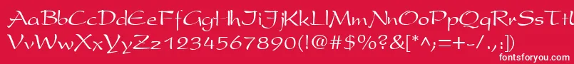PresentscriptNormal-Schriftart – Weiße Schriften auf rotem Hintergrund