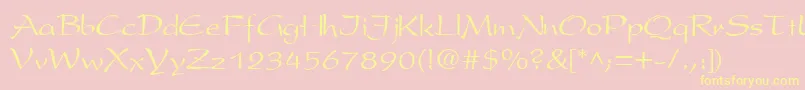 PresentscriptNormal-Schriftart – Gelbe Schriften auf rosa Hintergrund