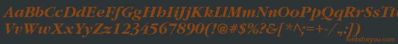 GatineauBoldItalic-Schriftart – Braune Schriften auf schwarzem Hintergrund
