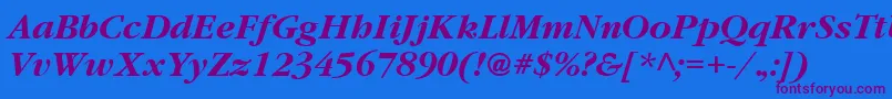 GatineauBoldItalic Font – Purple Fonts on Blue Background