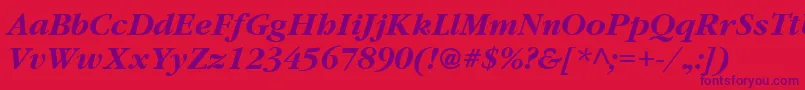 GatineauBoldItalic Font – Purple Fonts on Red Background