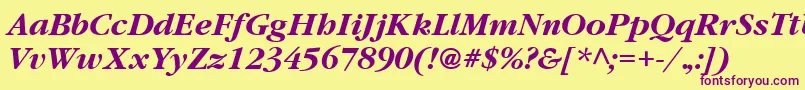 GatineauBoldItalic Font – Purple Fonts on Yellow Background