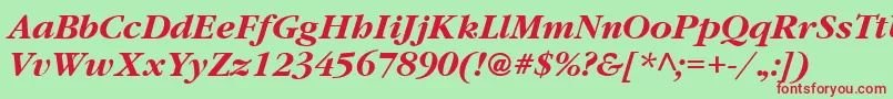 GatineauBoldItalic Font – Red Fonts on Green Background