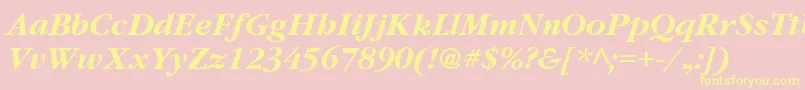GatineauBoldItalic-Schriftart – Gelbe Schriften auf rosa Hintergrund