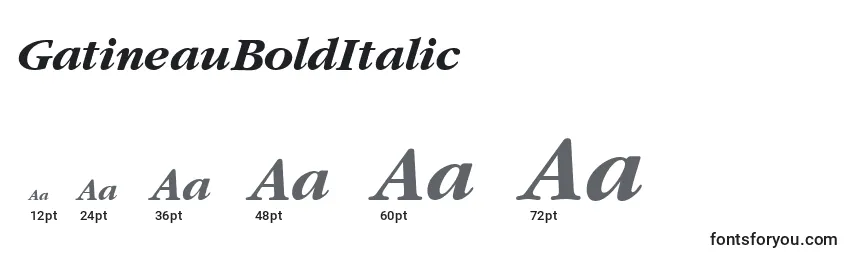 Размеры шрифта GatineauBoldItalic
