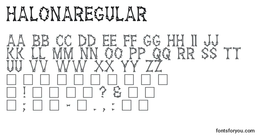 Schriftart HalonaRegular – Alphabet, Zahlen, spezielle Symbole