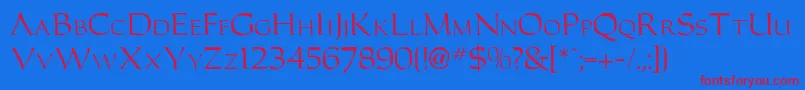 Caracubromanfon Font – Red Fonts on Blue Background