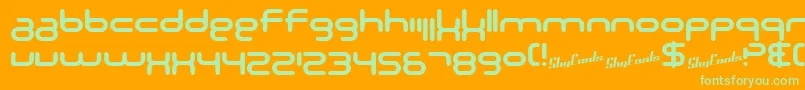 SfTechnodelightNsBold Font – Green Fonts on Orange Background