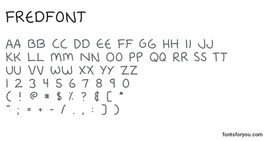 Czcionka Fredfont – alfabet, cyfry, specjalne znaki