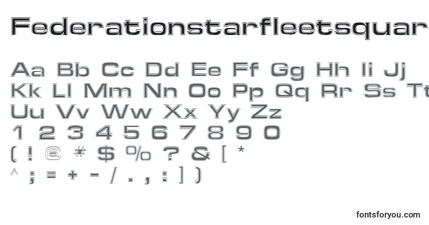 Schriftart Federationstarfleetsquare – Alphabet, Zahlen, spezielle Symbole
