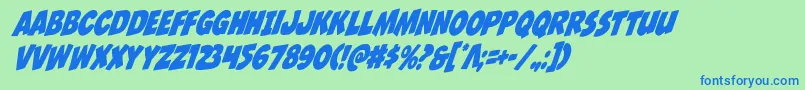 Jcandlestickcondrotal-Schriftart – Blaue Schriften auf grünem Hintergrund