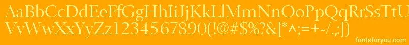 BelfastlhRegular-Schriftart – Gelbe Schriften auf orangefarbenem Hintergrund