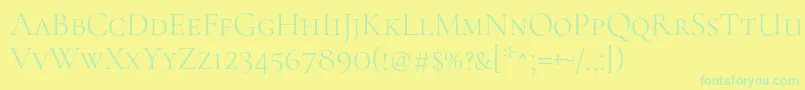 CormorantscLight-Schriftart – Grüne Schriften auf gelbem Hintergrund