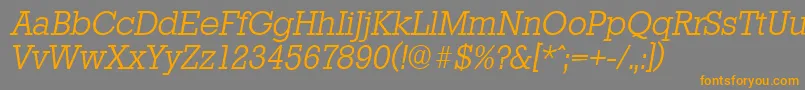 Fonte StaffordserialLightItalic – fontes laranjas em um fundo cinza