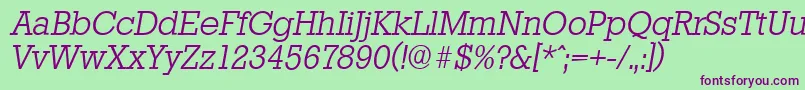 フォントStaffordserialLightItalic – 緑の背景に紫のフォント