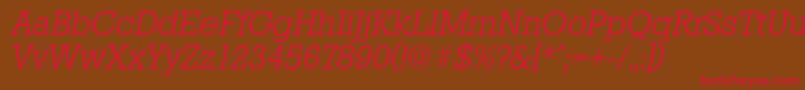 StaffordserialLightItalic Font – Red Fonts on Brown Background
