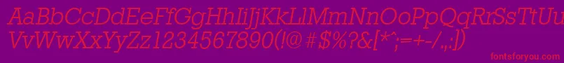 StaffordserialLightItalic Font – Red Fonts on Purple Background