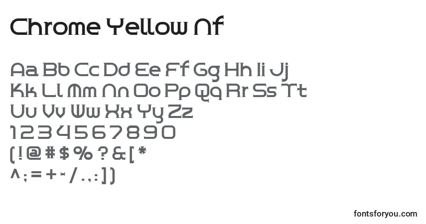 Schriftart Chrome Yellow Nf – Alphabet, Zahlen, spezielle Symbole