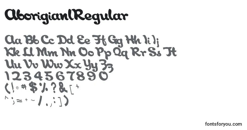 Schriftart AborigianlRegular – Alphabet, Zahlen, spezielle Symbole
