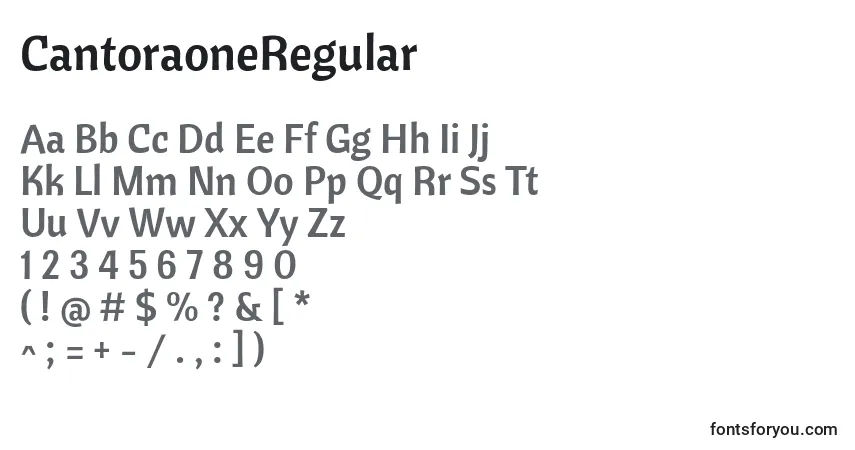 A fonte CantoraoneRegular – alfabeto, números, caracteres especiais