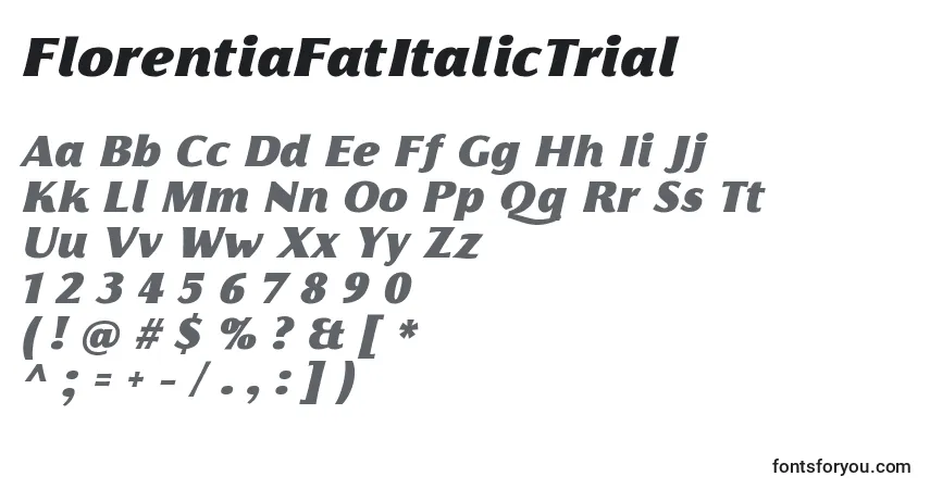 Шрифт FlorentiaFatItalicTrial – алфавит, цифры, специальные символы