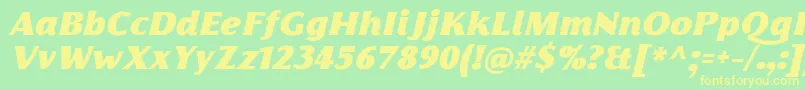 フォントFlorentiaFatItalicTrial – 黄色の文字が緑の背景にあります