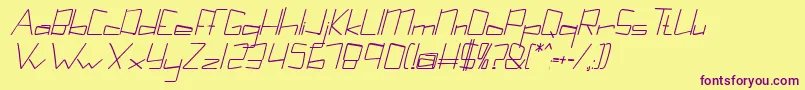 Kuppelcondensebolditalickuppel Font – Purple Fonts on Yellow Background