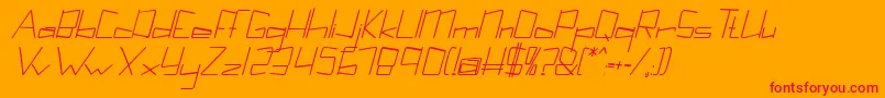 Kuppelcondensebolditalickuppel-Schriftart – Rote Schriften auf orangefarbenem Hintergrund