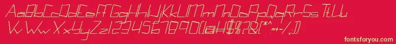 Kuppelcondensebolditalickuppel Font – Yellow Fonts on Red Background