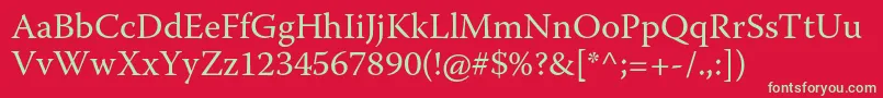 WarnockproRegular Font – Green Fonts on Red Background