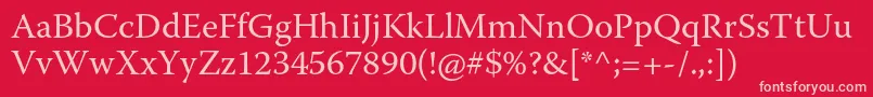 フォントWarnockproRegular – 赤い背景にピンクのフォント