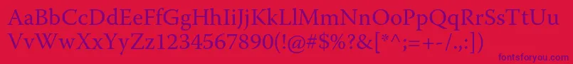 WarnockproRegular Font – Purple Fonts on Red Background