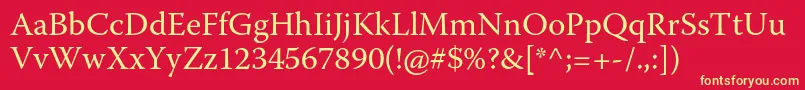 WarnockproRegular-Schriftart – Gelbe Schriften auf rotem Hintergrund