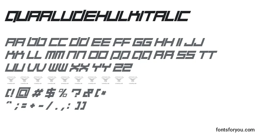 characters of quaaludehulkitalic font, letter of quaaludehulkitalic font, alphabet of  quaaludehulkitalic font