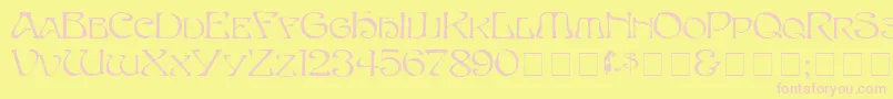フォントEddacaps – ピンクのフォント、黄色の背景