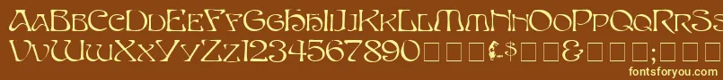 Eddacaps Font – Yellow Fonts on Brown Background