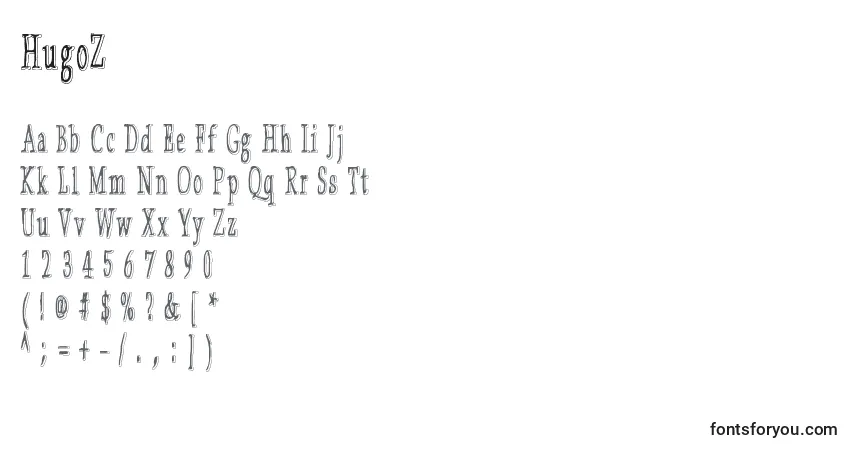Шрифт HugoZ – алфавит, цифры, специальные символы
