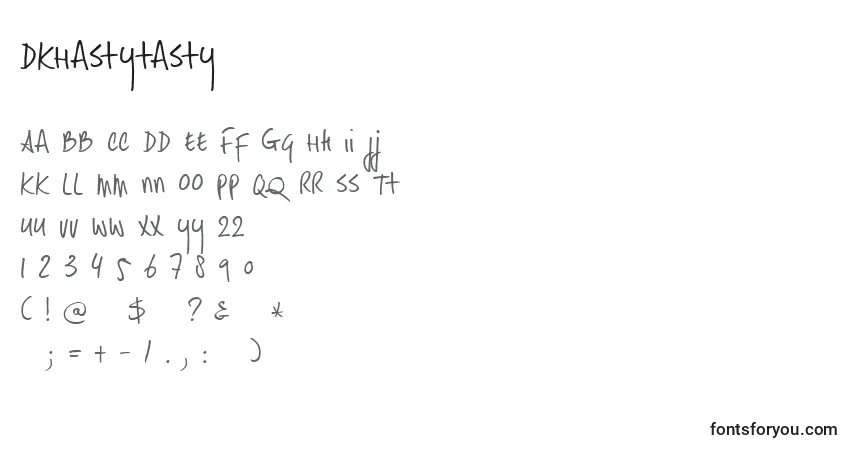 Czcionka DkHastytasty – alfabet, cyfry, specjalne znaki
