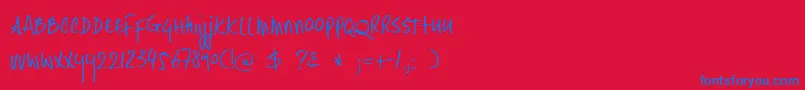 フォントDkHastytasty – 赤い背景に青い文字