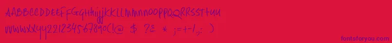 フォントDkHastytasty – 赤い背景に紫のフォント