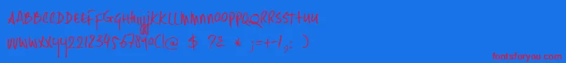 DkHastytasty Font – Red Fonts on Blue Background