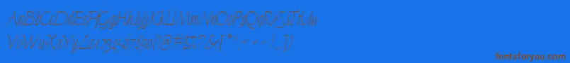 フォントFinelineMicro – 茶色の文字が青い背景にあります。