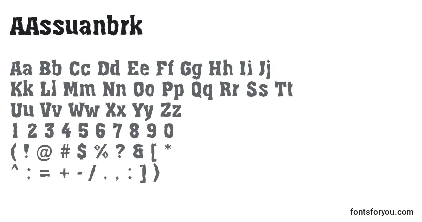 A fonte AAssuanbrk – alfabeto, números, caracteres especiais