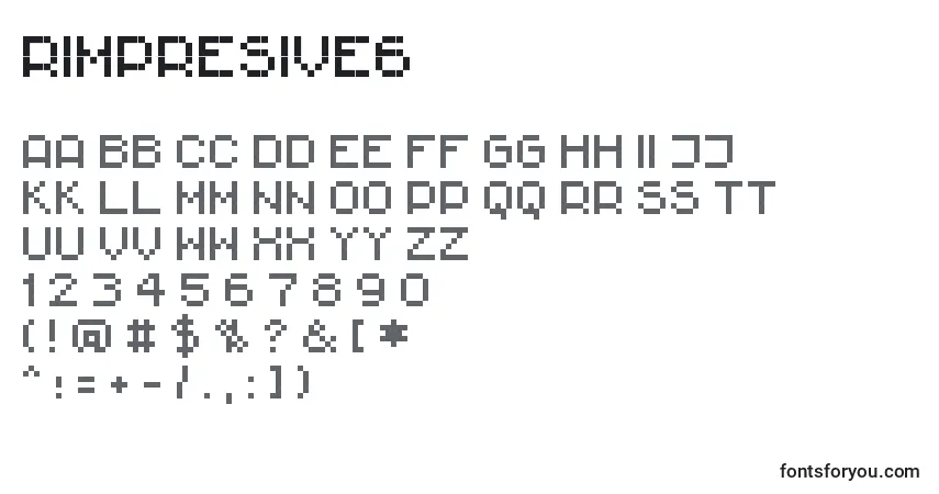 Fuente RImpresive6 - alfabeto, números, caracteres especiales