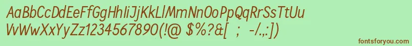 フォントCallingcardsItSample – 緑の背景に茶色のフォント