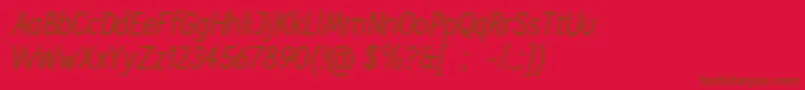 Fonte CallingcardsItSample – fontes marrons em um fundo vermelho