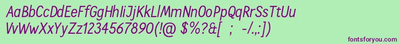 Fonte CallingcardsItSample – fontes roxas em um fundo verde